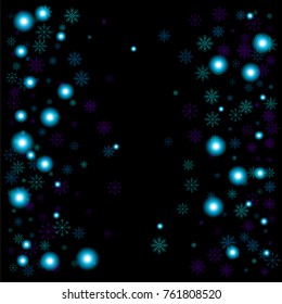 Christmas snow spray background of a random scatter snowflakes isolated on black. Snow explosion. Ice storm.