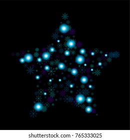 Christmas snow spray background of a random scatter snowflakes isolated on black. Snow explosion. Ice storm.
