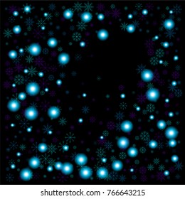 Christmas snow spray background of a random scatter snowflakes isolated on black. Snow explosion. Ice storm.
