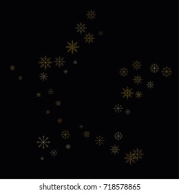 Christmas snow spray frame or border of a random scatter snowflakes isolated on black. Snow explosion. Ice storm.