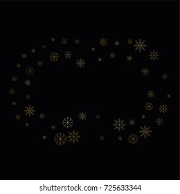 Christmas snow spray frame or border of a random scatter snowflakes isolated on black. Snow explosion. Ice storm.