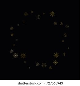 Christmas snow spray frame or border of a random scatter snowflakes isolated on black. Snow explosion. Ice storm.