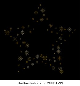Christmas snow spray frame or border of a random scatter snowflakes isolated on black. Snow explosion. Ice storm.