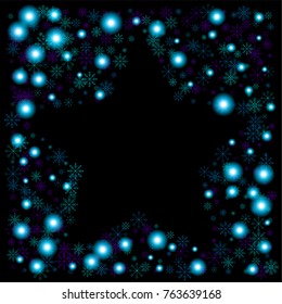 Christmas snow spray frame or border of a random scatter snowflakes isolated on black. Snow explosion. Ice storm.