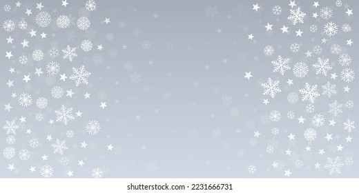 Fondo vectorial de nieve de Navidad. La caída de las nevadas hace que la decoración sea transparente. Fondo de la tarjeta de bienvenida de las vacaciones de Año Nuevo.