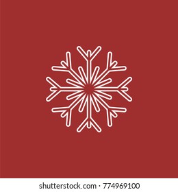 Christmas snow vector icon with red background.