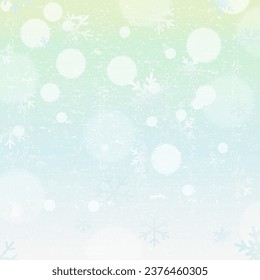 Christmas snow winter background with bokeh lights and snowflakes