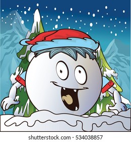 Christmas snowball emoticon vector illustration