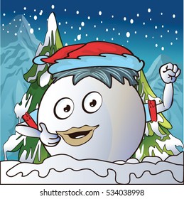 Christmas snowball emoticon vector illustration