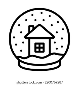 Christmas snowball flat line icon. Christmas decorations isolated on white background. Outline sign for mobile concept and web design, store.