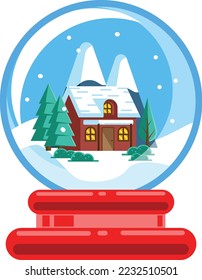 christmas snowball globe with flat design 