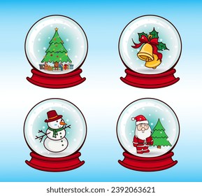 globo de bola de nieve de Navidad de estilo plano.