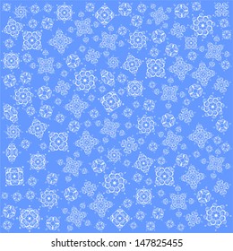 Christmas Snowfall on Blue Background, Vector Version