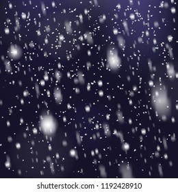 Christmas snowfall transparent background.Effect realistic falling snow for card, poster, template. Vector illustration