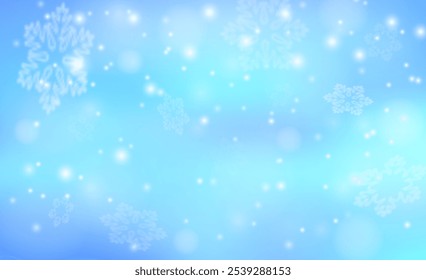 Navidades nevadas. Fondo de nieve de invierno. Cielo azul con la nieve que cae, copo de nieve. Plantilla de diseño fantástico. Eps 10