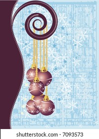 Christmas snowflake abstract background with grunge textures and ornaments.