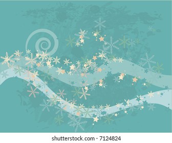 Christmas snowflake abstract background with grunge textures.