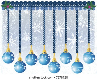 Christmas snowflake abstract background with grunge textures and ornaments.