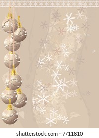 Christmas snowflake abstract background with grunge textures and ornaments.