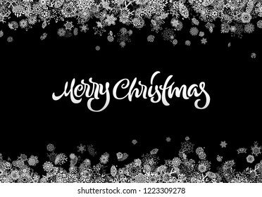 Christmas snowflake background or abstract card with falling scattered snow for winter New Years Eve holidays celebration
