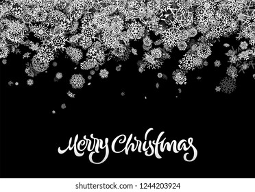Christmas snowflake background or abstract card with falling scattered snow for winter New Years Eve holidays celebration