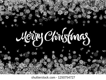 Christmas snowflake background or abstract card with falling scattered snow for winter New Years Eve holidays celebration