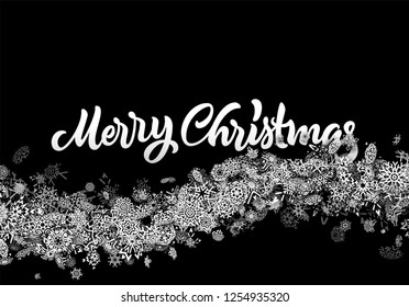 Christmas snowflake background or abstract card with falling scattered snow for winter New Years Eve holidays celebration