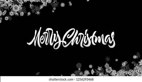 Christmas snowflake background or abstract card with falling scattered snow for winter New Years Eve holidays celebration