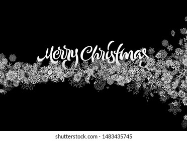 Christmas snowflake background or abstract card with falling scattered snow for winter New Years Eve holidays celebration