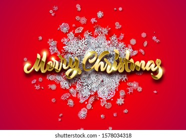 Christmas snowflake background or abstract card with falling scattered snow for winter New Years Eve holidays celebration