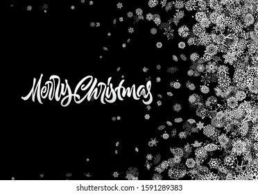 Christmas snowflake background or abstract card with falling scattered snow for winter New Years Eve holidays celebration