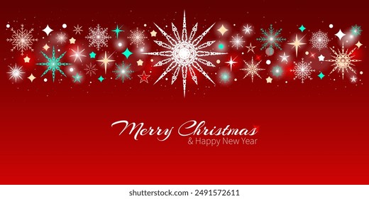 Christmas Snowflake Background. Christmas border with greetings. Holiday card with snowflakes