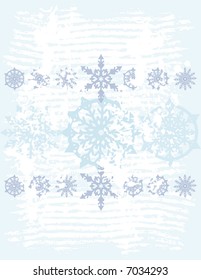 Christmas snowflake background with grunge textures. No gradients.
