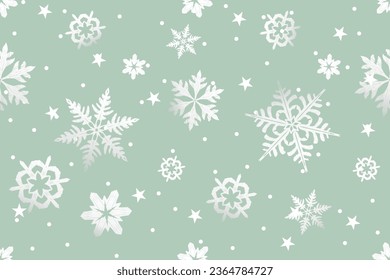 Christmas snowflake background. Hand drawn snowflakes pattern seamless.Vector illustration snowflakes design for Christmas new year card celebration.
