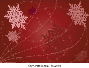Christmas snowflake background on red colors
