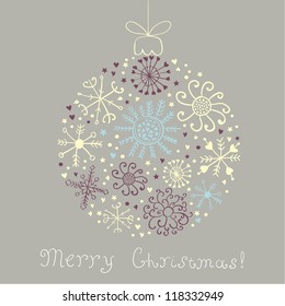 Christmas snowflake ball. Vector design element.