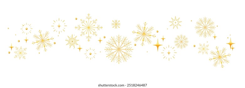 Christmas snowflake banner, vector 3D holiday star decoration border, happy New Year winter frame. Magic sparkle design element, celebration night sky falling frost background. Christmas snowflake art