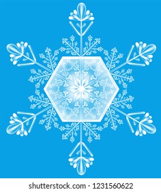Christmas snowflake with blue background