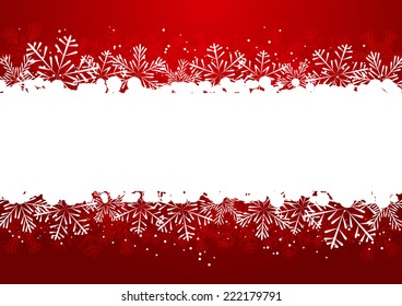 Christmas snowflake border on red