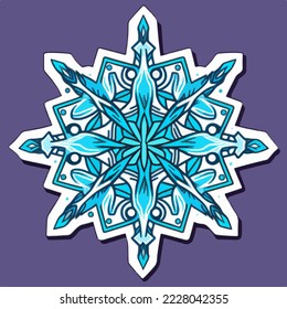 Christmas snowflake cartoon sticker, xmas snowflake stickers decoration. Multicolor