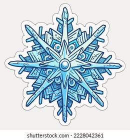 Christmas snowflake cartoon sticker, xmas cute snowflake stickers. New-year collection