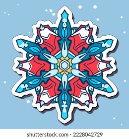 Christmas snowflake cartoon sticker, xmas cute snowflake stickers. Winter collection