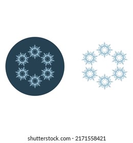 Weihnachtsschneeflocken, Vektorgrafik-Motiv. Maskuliner Winterschnee-Grafik für Urlaub, Weihnachten, Frostsymbol. Handgezeichnet Dezember schneebedeckte sechs Sterne.