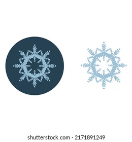 Motif vectorial de ilustración del círculo del copo de nieve de Navidad. Gráfico de nieve masculina de invierno para vacaciones, Navidad, icono helado. La mano dibujó en diciembre una estrella de seis puntas.