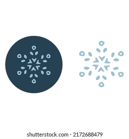 Motif vectorial de ilustración del círculo del copo de nieve de Navidad. Gráfico de nieve masculina de invierno para vacaciones, Navidad, icono helado. La mano dibujó en diciembre una estrella de seis puntas.