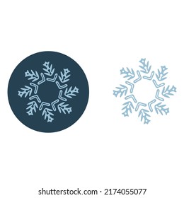 Motif vectorial de ilustración del círculo del copo de nieve de Navidad. Gráfico de nieve masculina de invierno para vacaciones, Navidad, icono helado. La mano dibujó en diciembre una estrella de seis puntas.