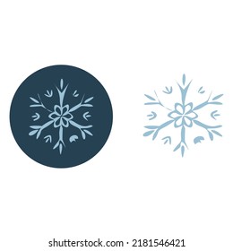 Weihnachtsschneeflocken, Vektorgrafik-Motiv. Maskuliner Winterschnee-Grafik für Urlaub, Weihnachten, Frostsymbol. Handgezeichnet Dezember schneebedeckte sechs Sterne.
