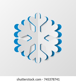 Christmas snowflake cut out of paper. Decorative design element, holiday decoration for Christmas and New Year cards. Vector illustration