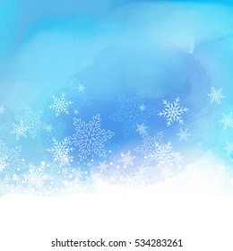 Christmas snowflake design on a watercolor background