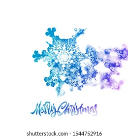 Christmas snowflake with double exposure effect adding falling winter snow. Great for holiday greeting card or invitation